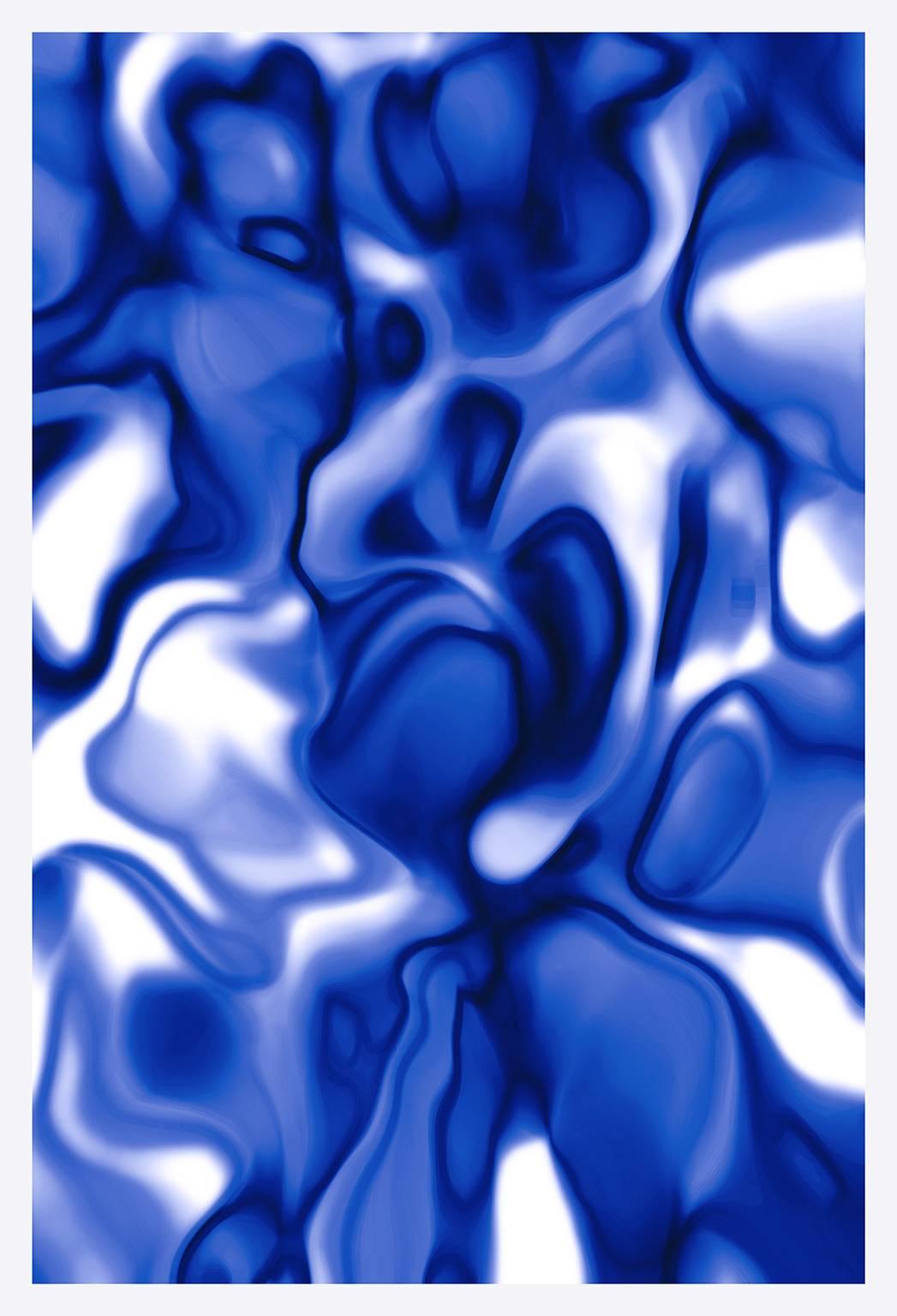 Cate Woodruff Color Photograph -  "Nobility" swirls deep blue and white, photographing pure light and color 
