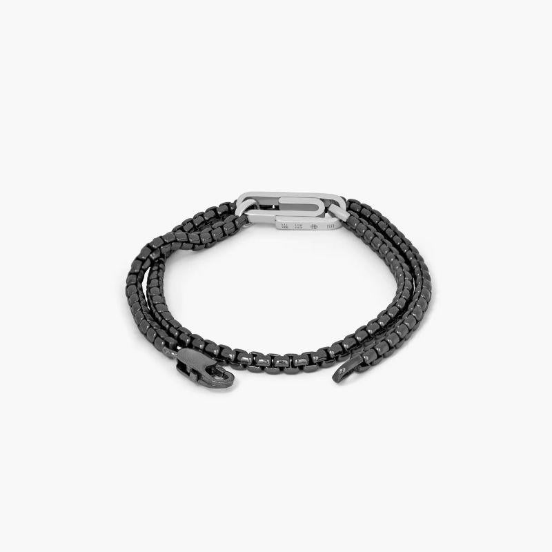 Bracciale Catena a contrasto con graffetta in argento rodiato, taglia L In condizioni Nuovo in vendita a Fulham business exchange, London