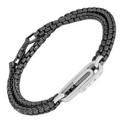 Bracelet Catena contrasté avec boucle en argent rhodié plaqué argent, taille L