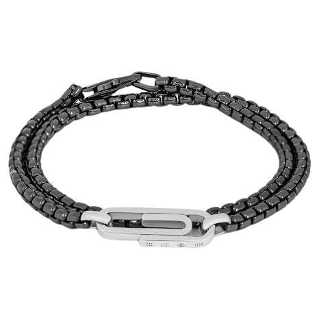 Catena Contrast Bracelet with Rhodium Plated Silver Paperclip, Size M