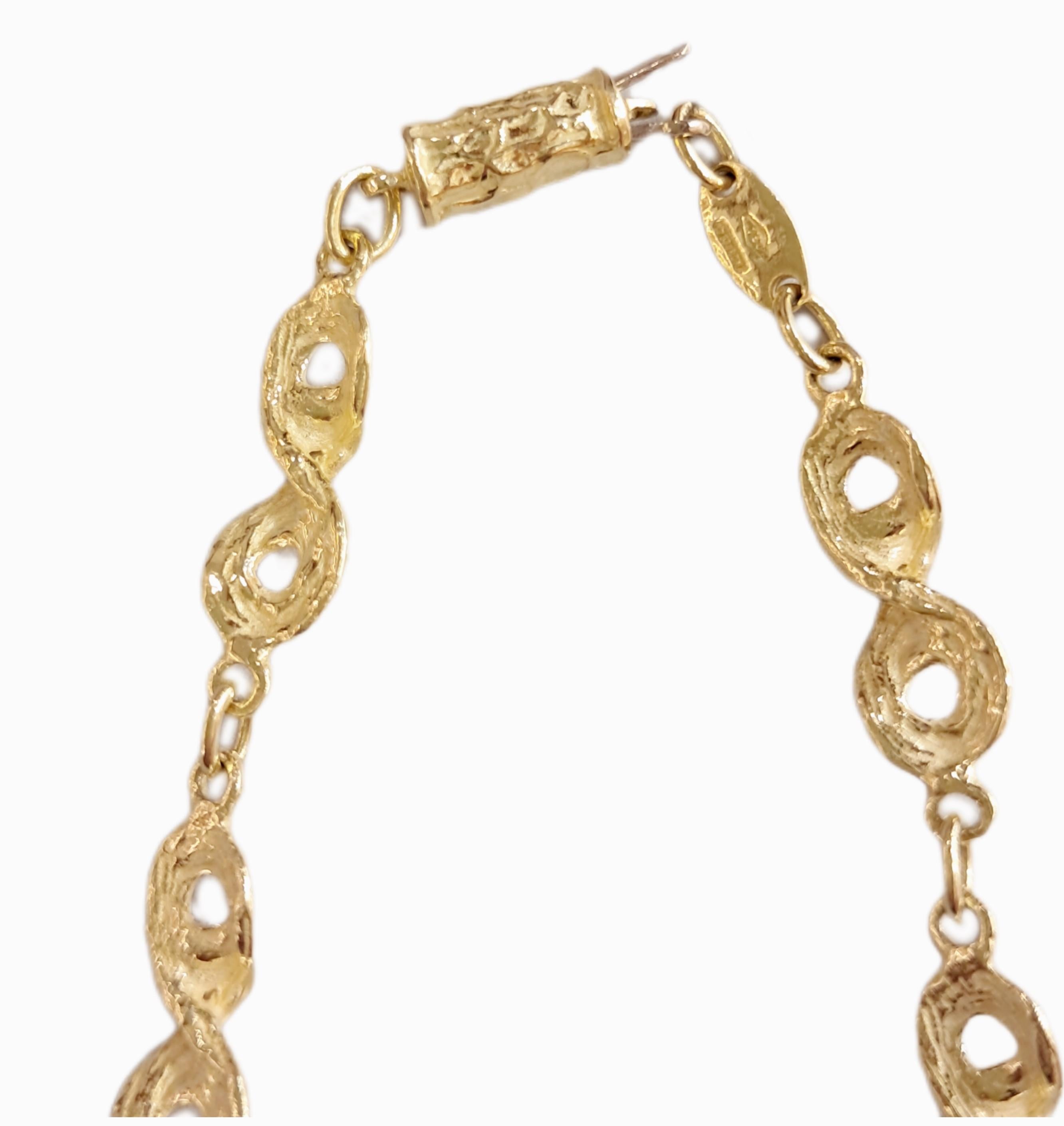 Contemporaneo Catena Sacchi a segmenti in Oro Giallo Satinato 18k in vendita