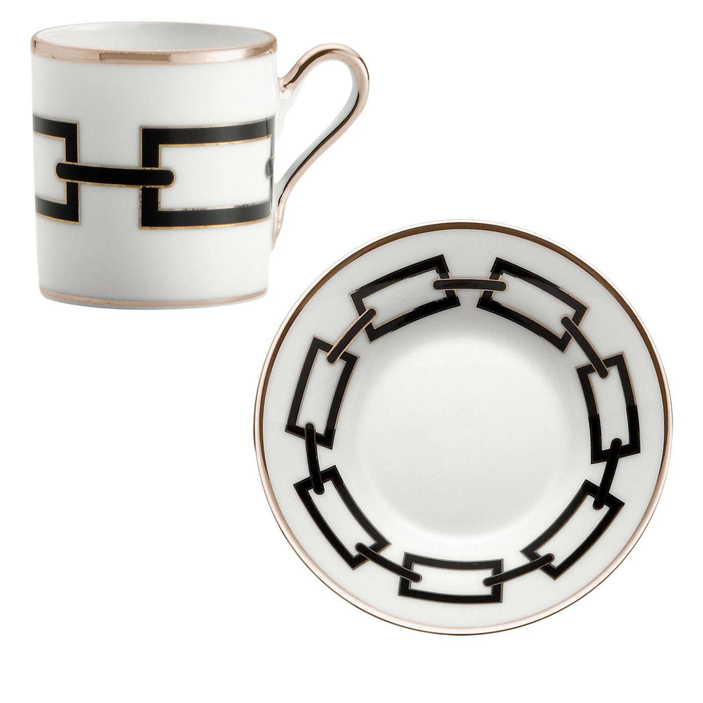 Catene Nero, 2er-Set Espresso-Tasse und Untertassen und Untertassen von Gio Ponti (21. Jahrhundert und zeitgenössisch) im Angebot