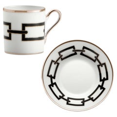Catene Nero Set of 2 Espresso Cups and Saucers by Gio Ponti