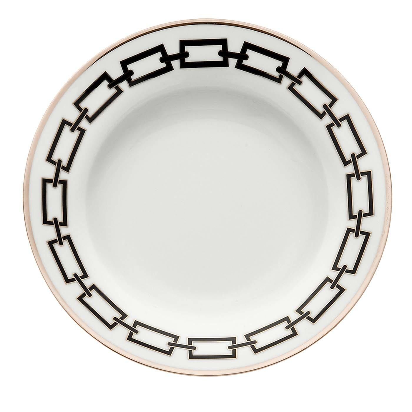 Italian Catene Nero Set of 6 Soup Plates by Gio Ponti For Sale