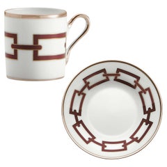 Set di 2 tazze da caffè espresso e piattini Catene Scarlatto di Gio Ponti
