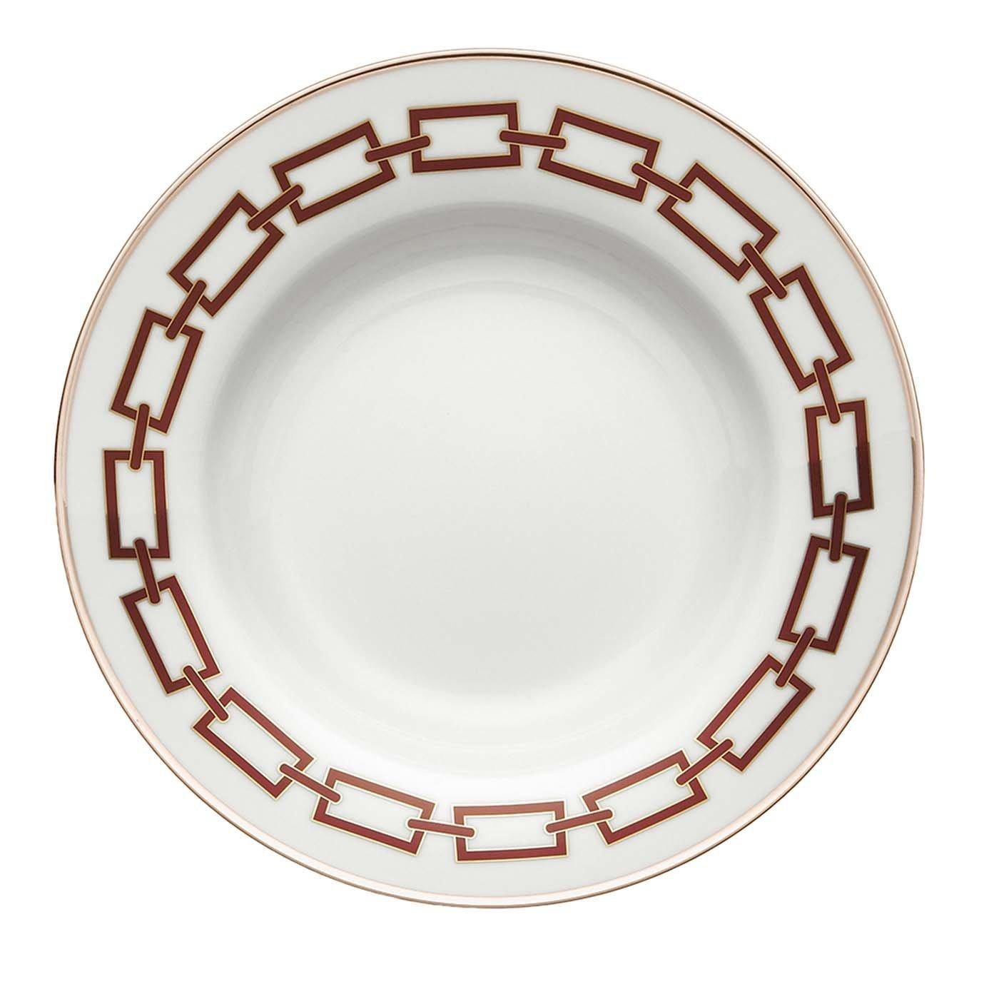 XXI secolo e contemporaneo Set di 6 piatti da zuppa Catene Scarlatto di Gio Ponti in vendita