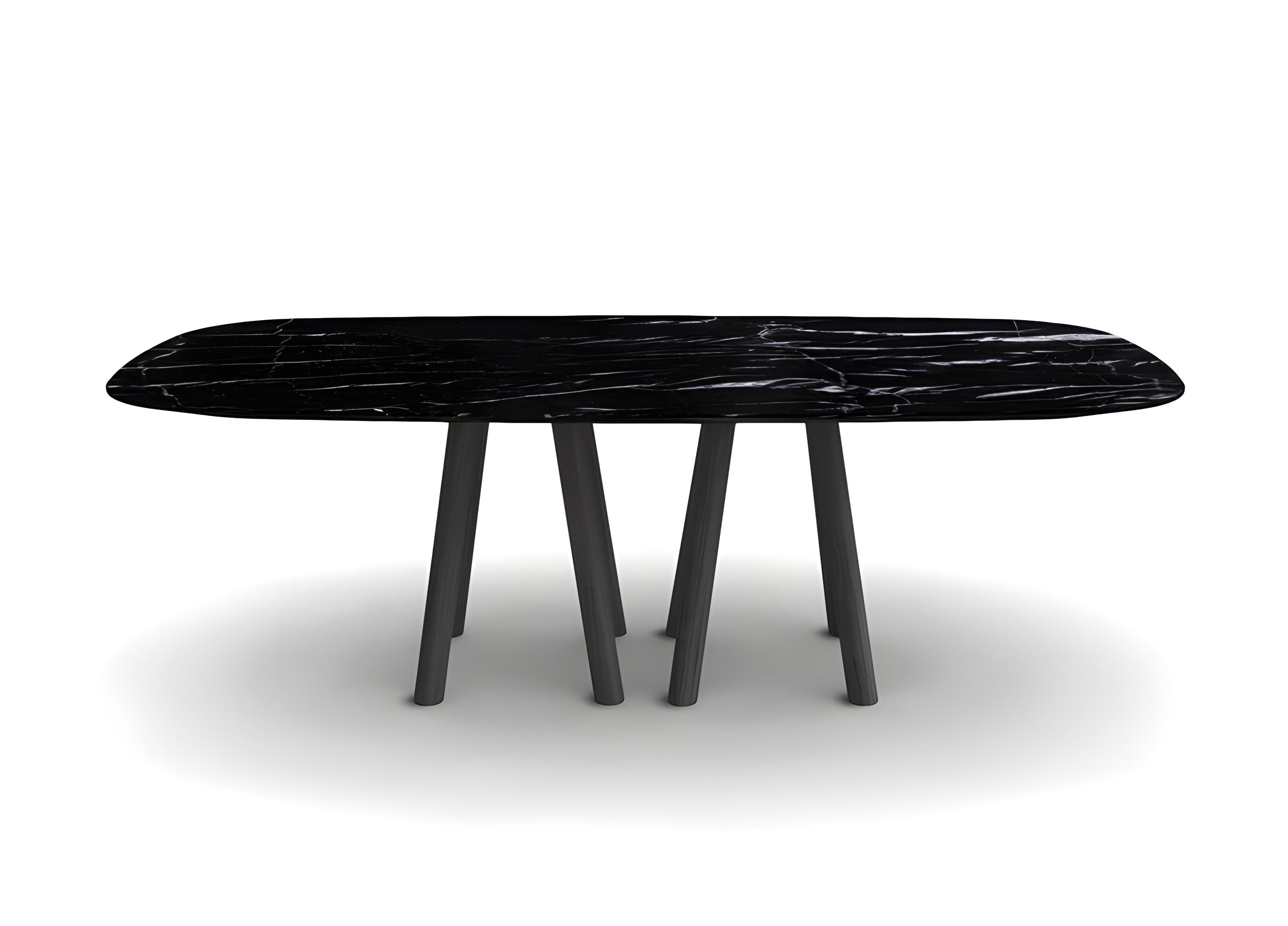 Mesa de Comedor Oruga, Mármol Blanco/Nogal Americano en venta 4