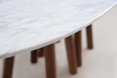 Caterpillar Dining Table, White Marble/American Walnut