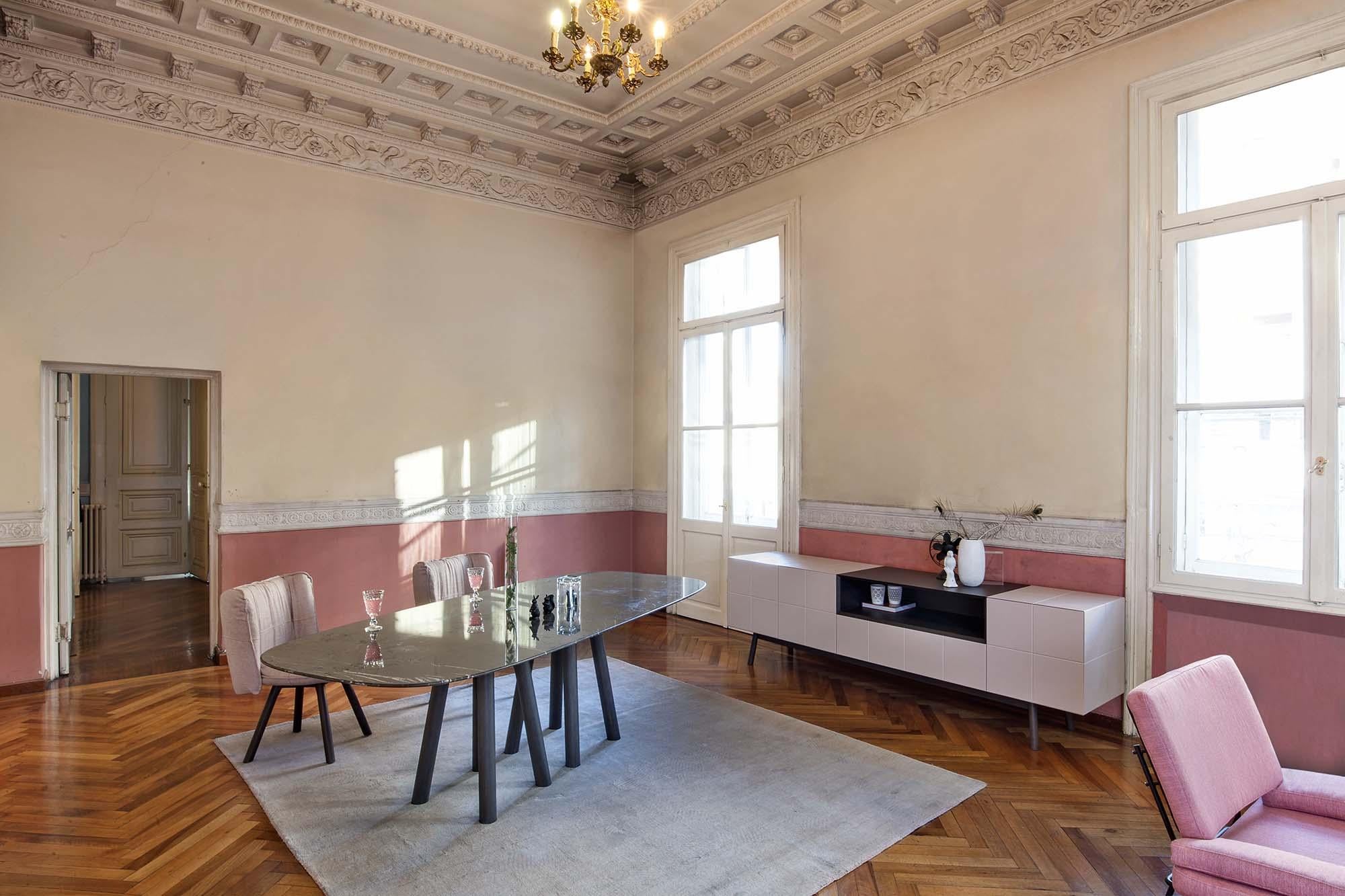 marble walnut dining table