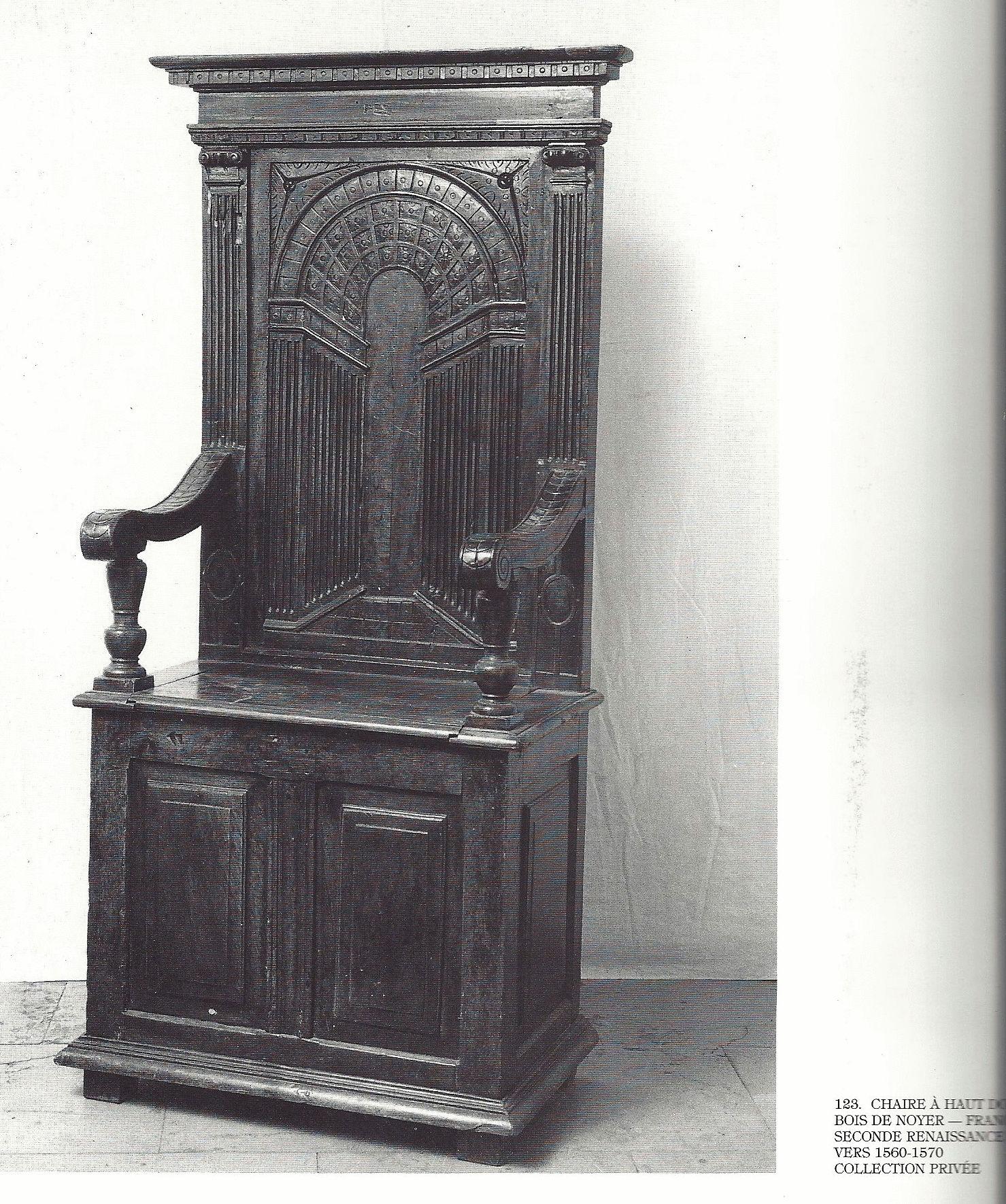 Menuiserie Chaise cathédrale ou chaise du trône, fin du XVIe siècle, French Renaissance, Noyer en vente