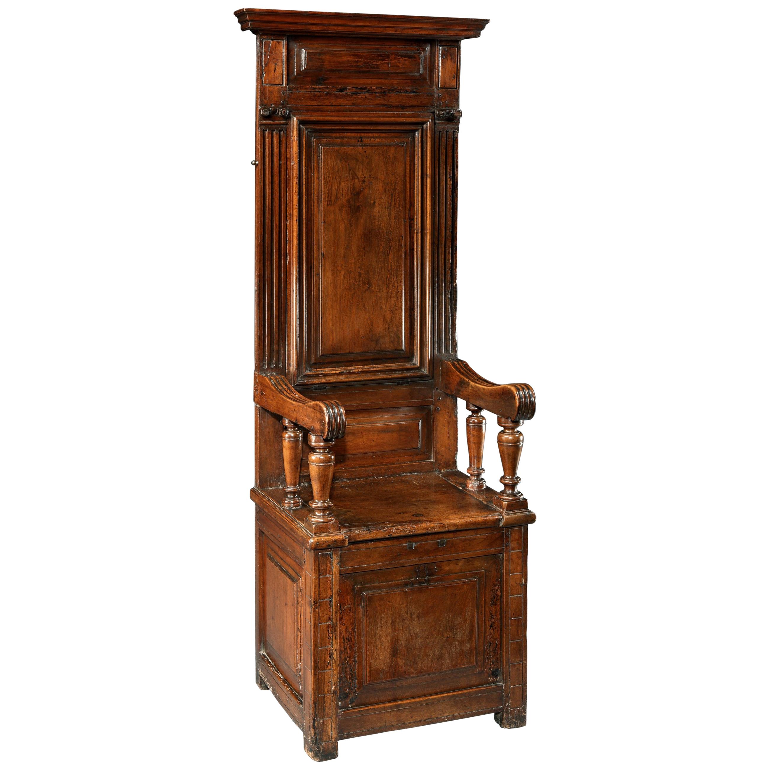 Cathedra or Throne Chair, Late 16th Century, French Second Renaissance, Walnut For Sale