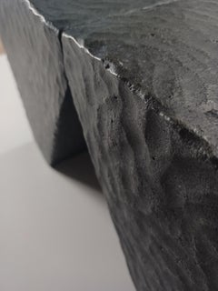Cathedra Seat by Workshop Alentes, Black Cast Stone Stool from Greece