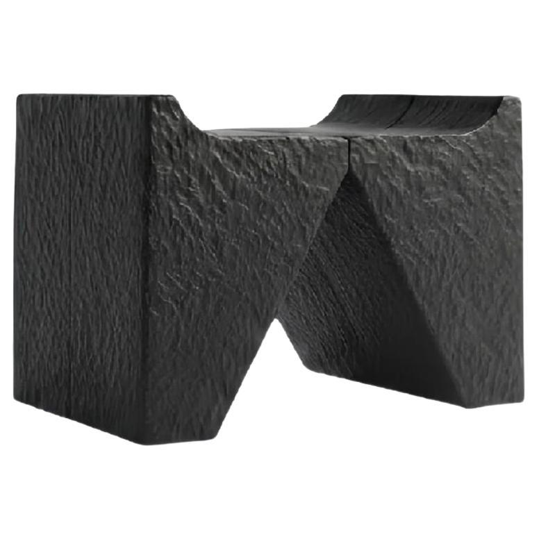 Cathedra Seat, sculpted black cast stone stool by Alentes Atelier For Sale