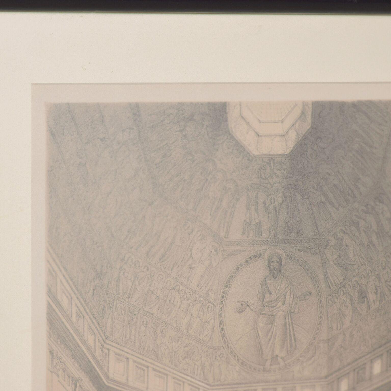 Italienische Architekturszene-Lithographie, 1980er Jahre, Kathedrale, Kunst (Moderne der Mitte des Jahrhunderts)