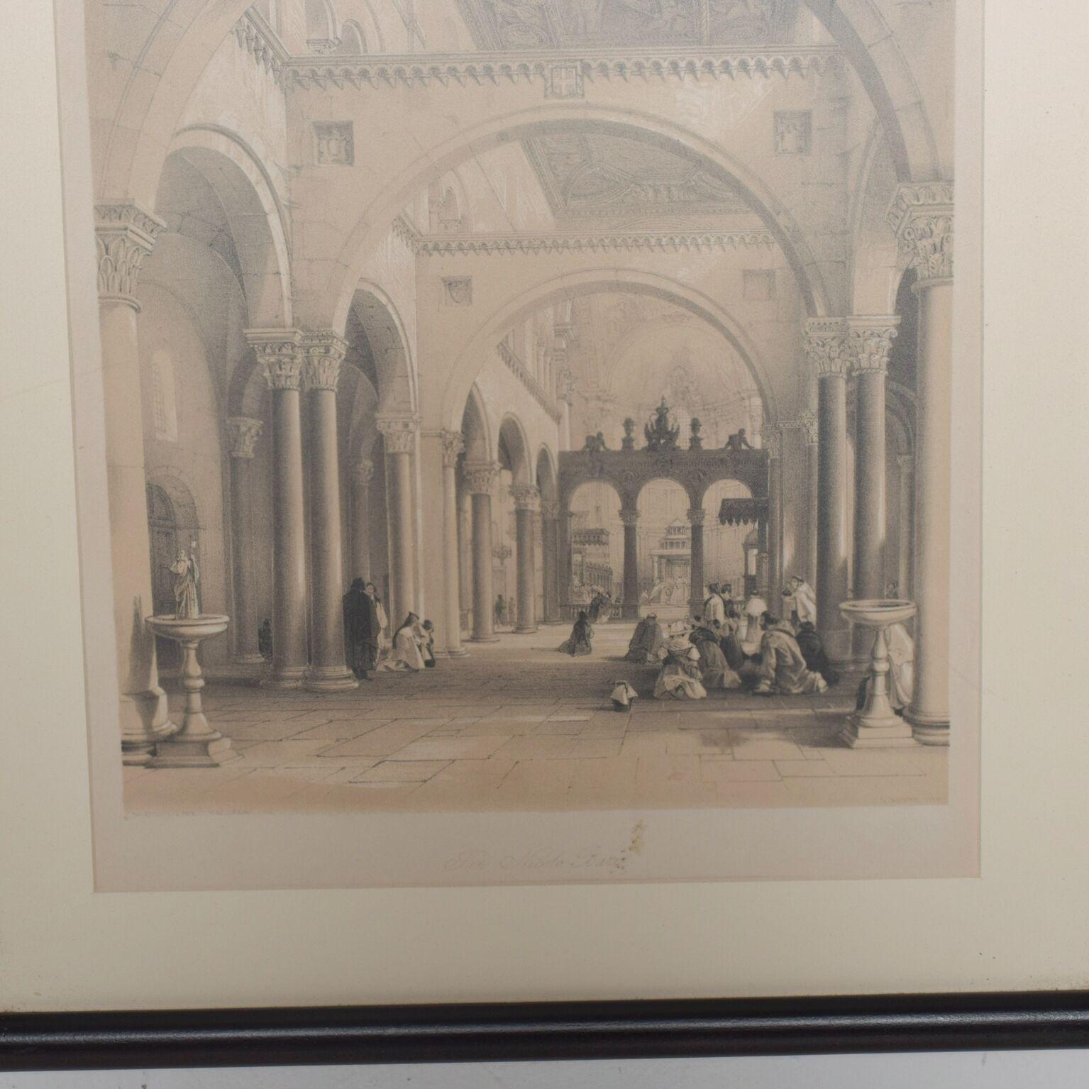Italienische Architekturszene-Lithographie, 1980er Jahre, Kathedrale, Kunst im Zustand „Gut“ in Chula Vista, CA