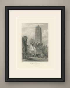Cathédrale de Rodez, en France, d'après L.J. Gravure sur bois, gravure sur acier ancienne, vers 1878