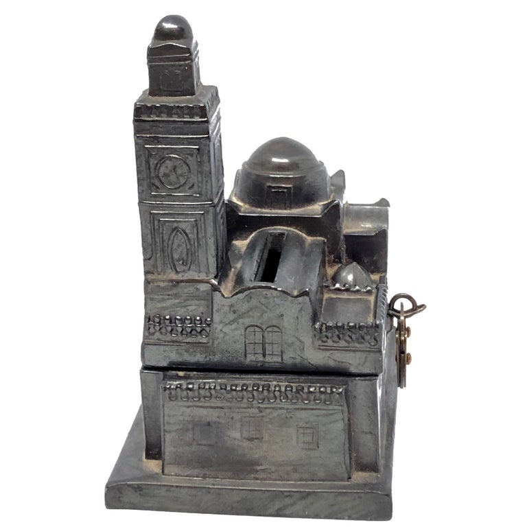 Cathedral Church Souvenir Metal Building Money Box Piggy Bank, Vintage