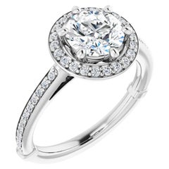 Cathedral Halo GIA Round Brilliant White Diamond Engagement Ring 1.25 Carats