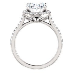 Cathedral Halo Certified Oval Brilliant Moissanite Diamond Engagement Ring