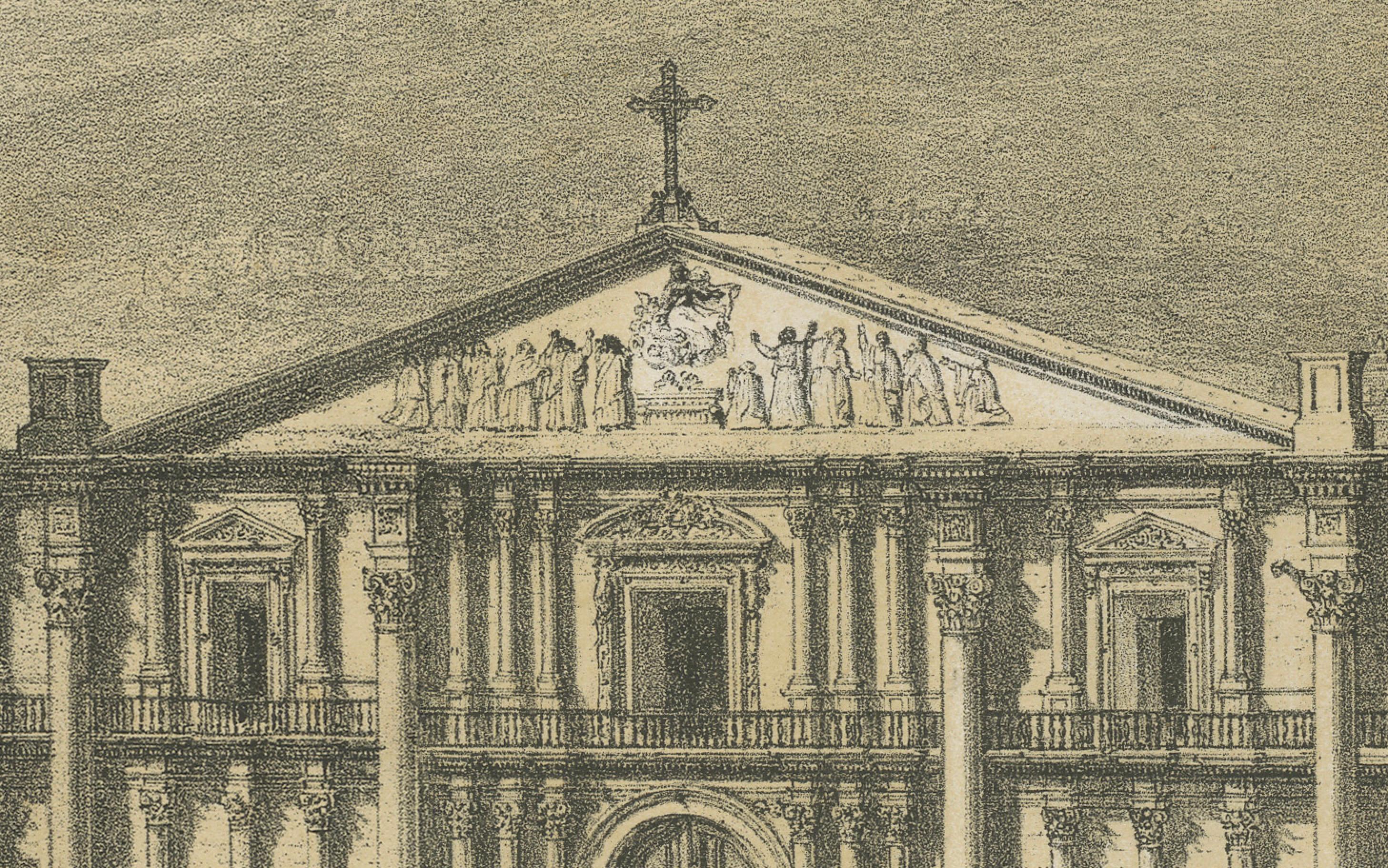 Cathedral of Arequipa Peru – Antique Architectural Lithograph c.1865 For Sale 1