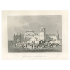 Cathedral of San Salvador – Antique Central America Architectural Engraving 1867