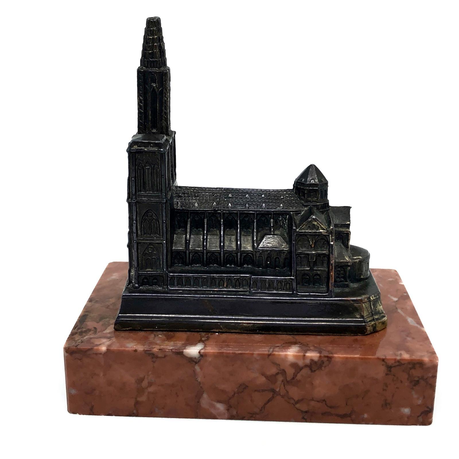 French Cathedral of Strasbourg City Metal Souvenir Building Vintage France, 1950s For Sale