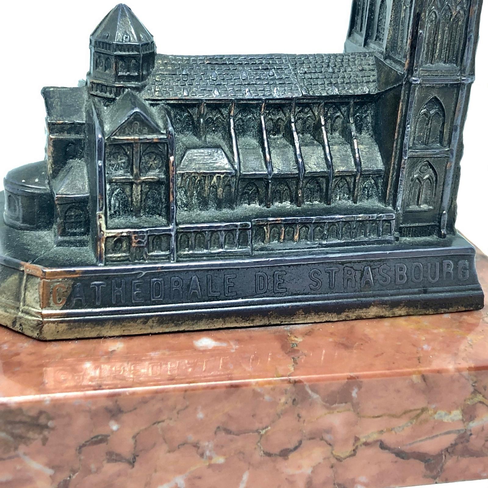 Cathedral of Strasbourg City Metal Souvenir Building Vintage France, 1950s For Sale 1