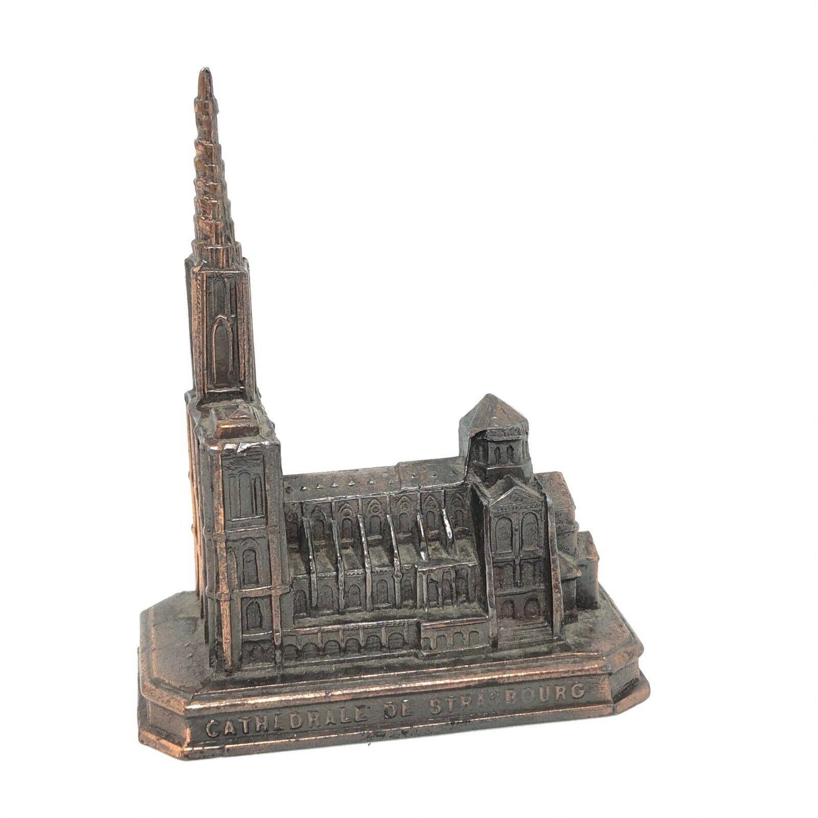 20th Century Cathedral of Strasbourg City Metal Souvenir Building Vintage, France, 1950s For Sale