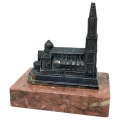 Cathedral of Strasbourg City Metal Souvenir Building Vintage France, 1950s