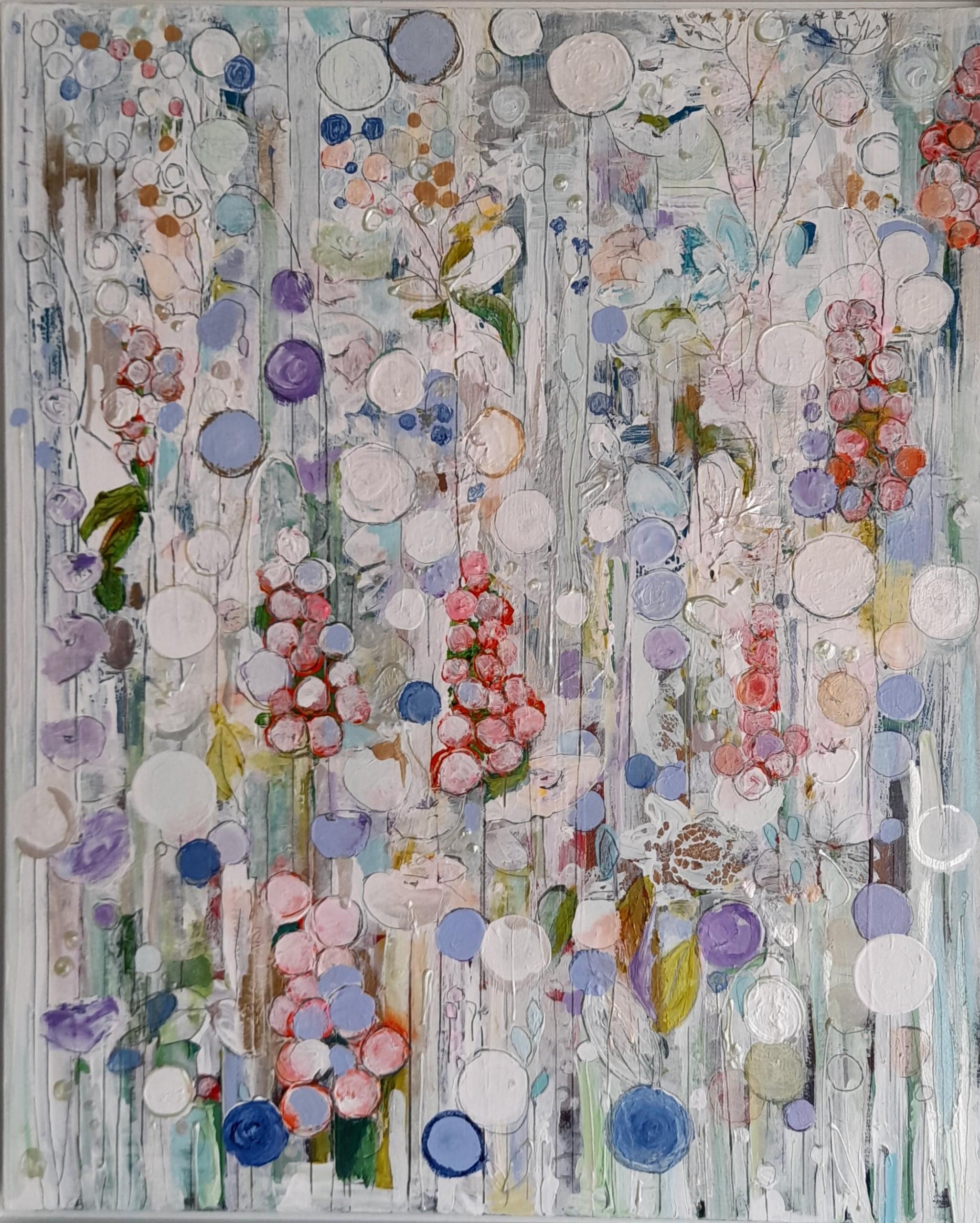 White Flower Garden - Painting by Catherin Ruth Church