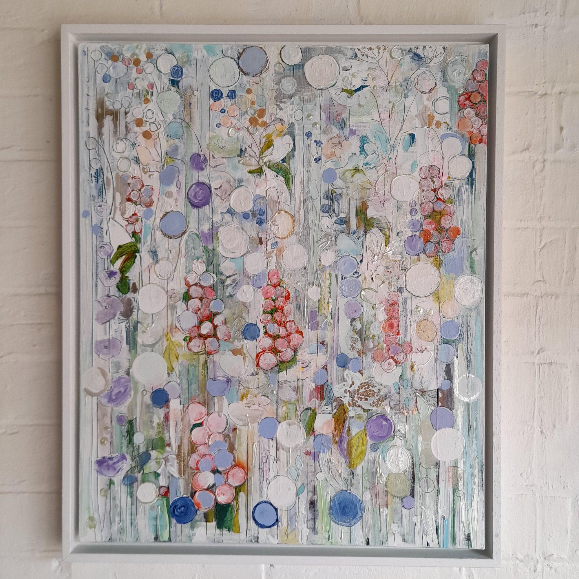 White Flower Garden - Abstract Impressionist Painting by Catherin Ruth Church