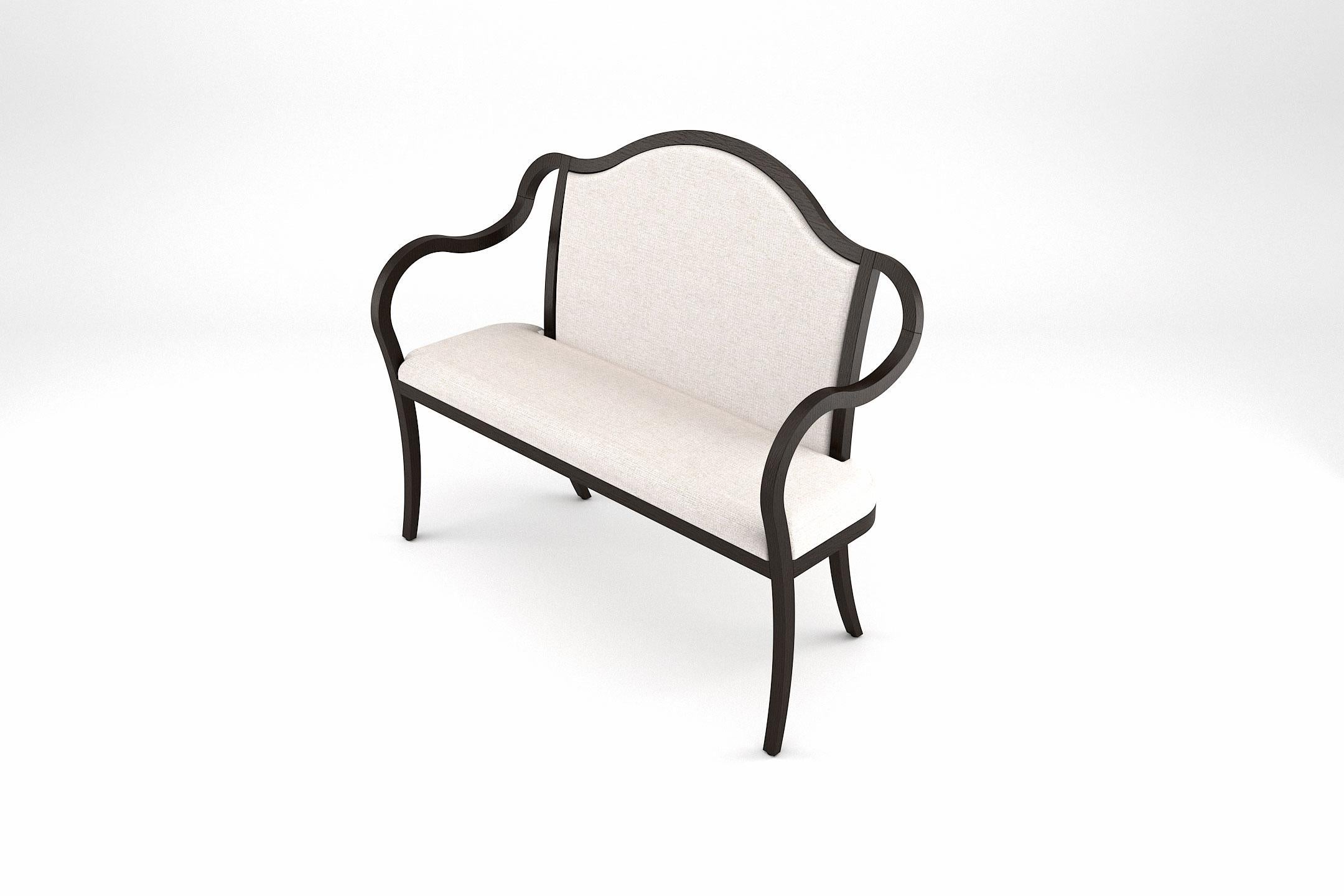 Catherine 2sitziges Sofa – handgefertigtes modernes viktorianisches Sofa aus gebeiztem Holz (Europäisch) im Angebot