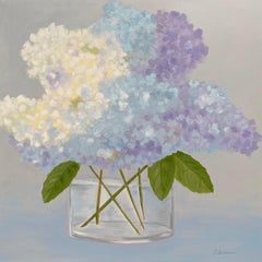 July Hydrangeas, original 36x36 contemporary floral still life