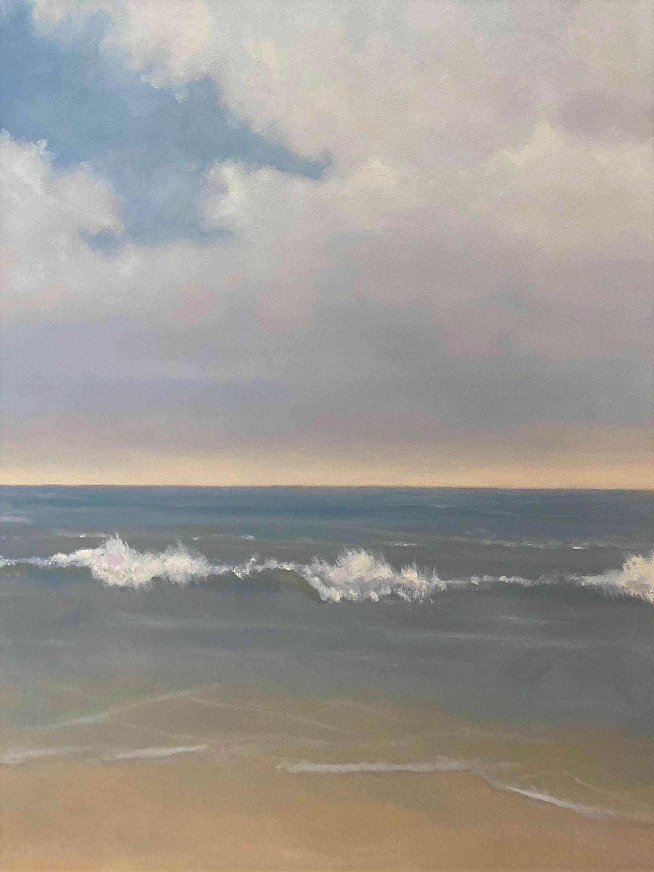 Perfekter Sommertag, 48x60 original zeitgenössische impressionistische Meereslandschaft (Grau), Abstract Painting, von Catherine Andersen