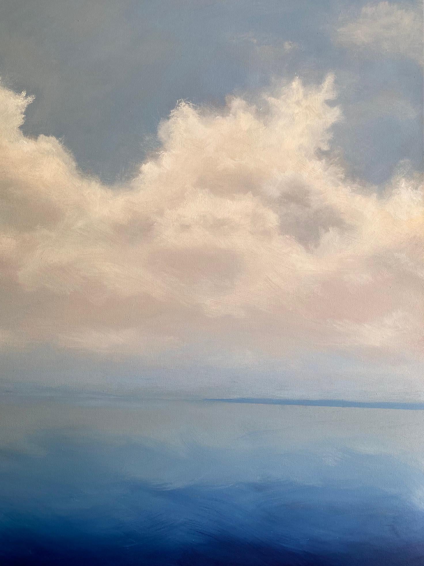 Summer Blues II, original 30x40 contemporary marine landscape - Gray Abstract Painting by Catherine Andersen