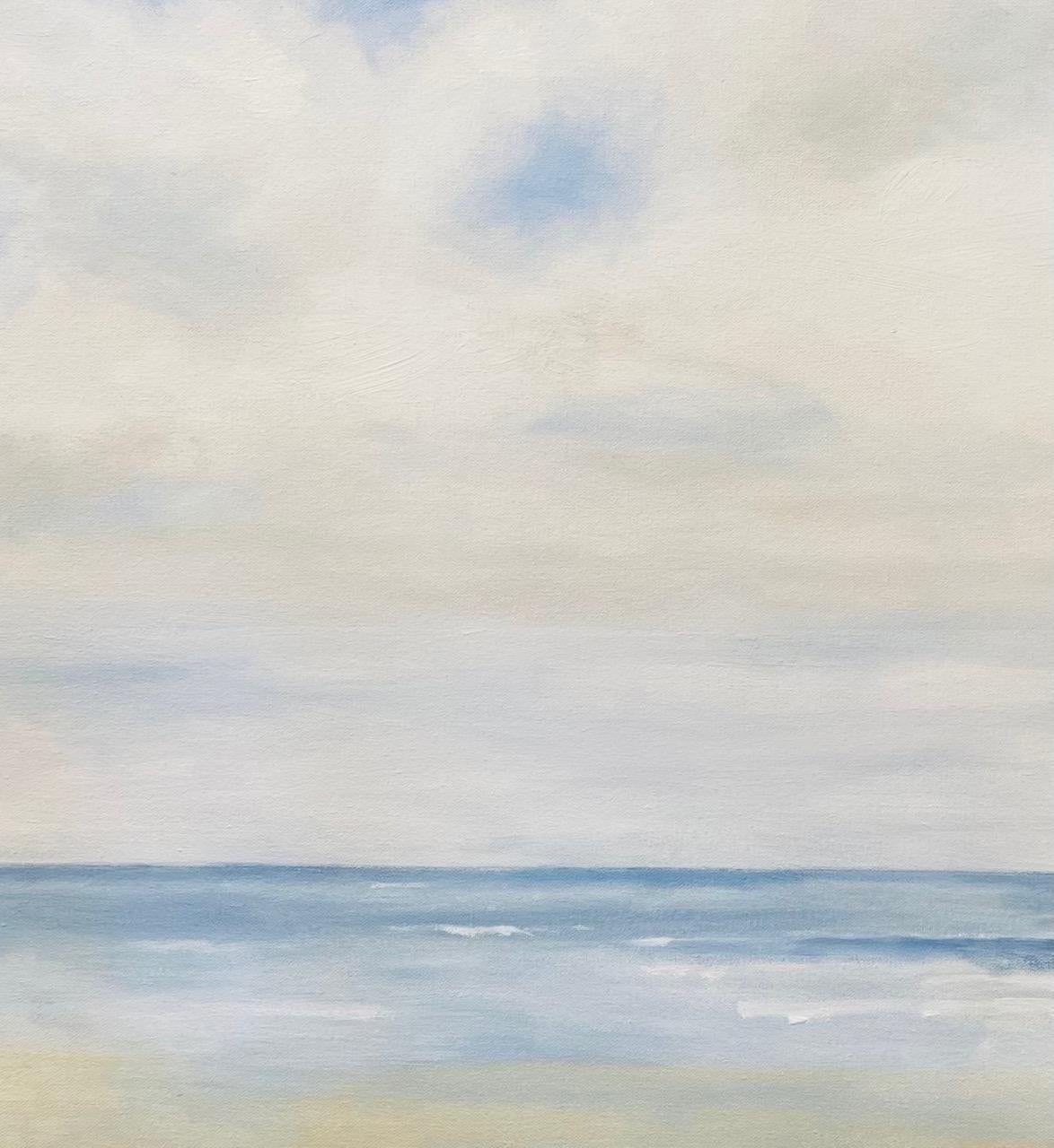 Tranquil Waters, original 30x40 contemporary marine landscape - Gray Landscape Painting by Catherine Andersen