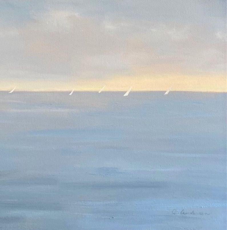 Soft Summer Skies, original 48x48 contemporary impressionist marine landscape 4
