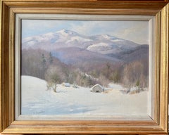 Snow in New England Farm Beneath The Snow Capped Mountains By Catherine Bogardus