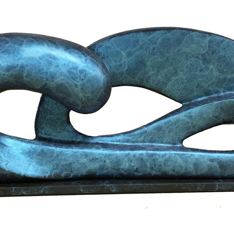 Catherine Bohrman's bronze sculptures encompass gestural form with figurative elements. Her international style has been noted to possess soft edges that belie the magnitude of their density. Her sculpture is a solid bronze piece cast using the lost