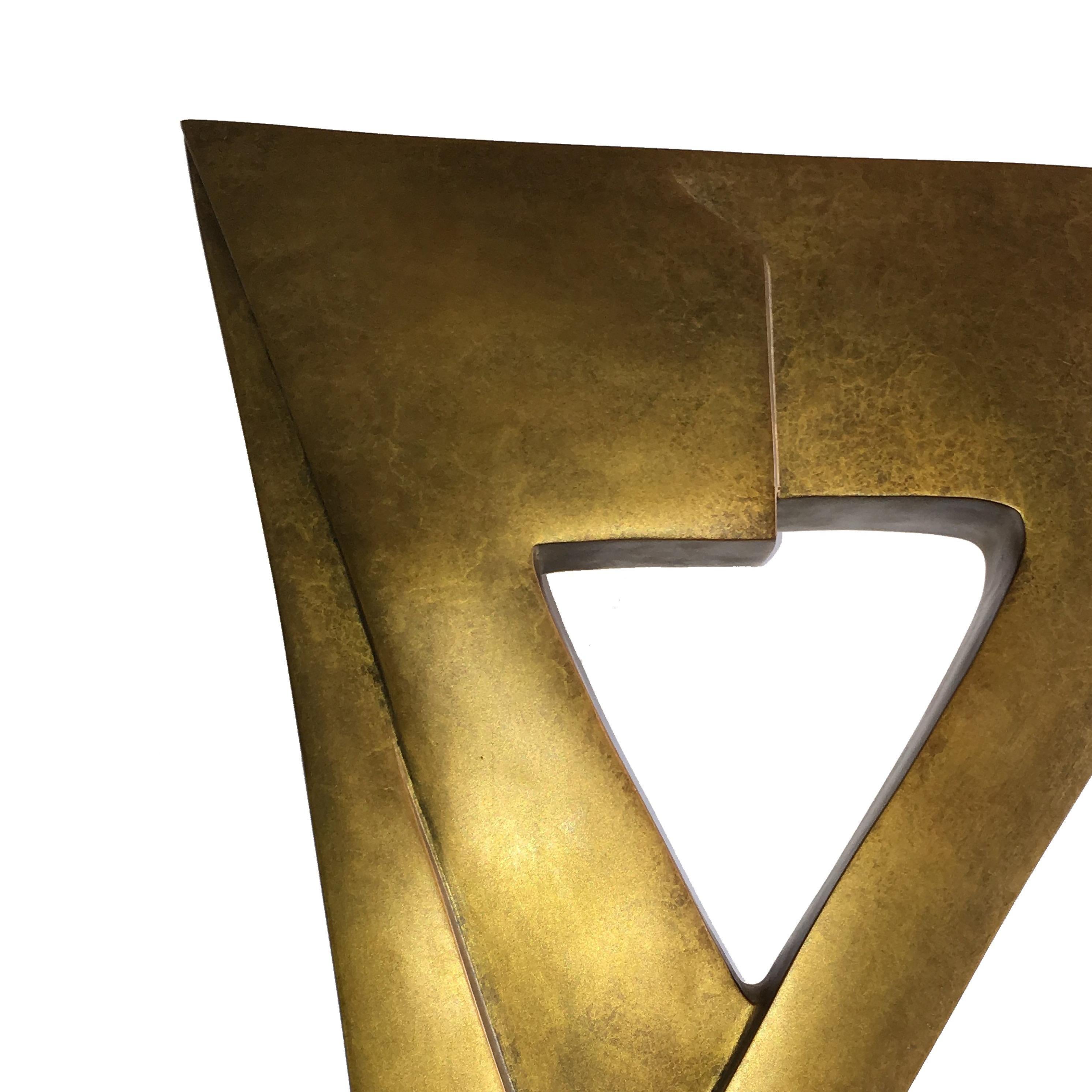 Her Kiss beautiful contemporary abstract sculpture gold - Abstract Sculpture by Catherine Bohrman