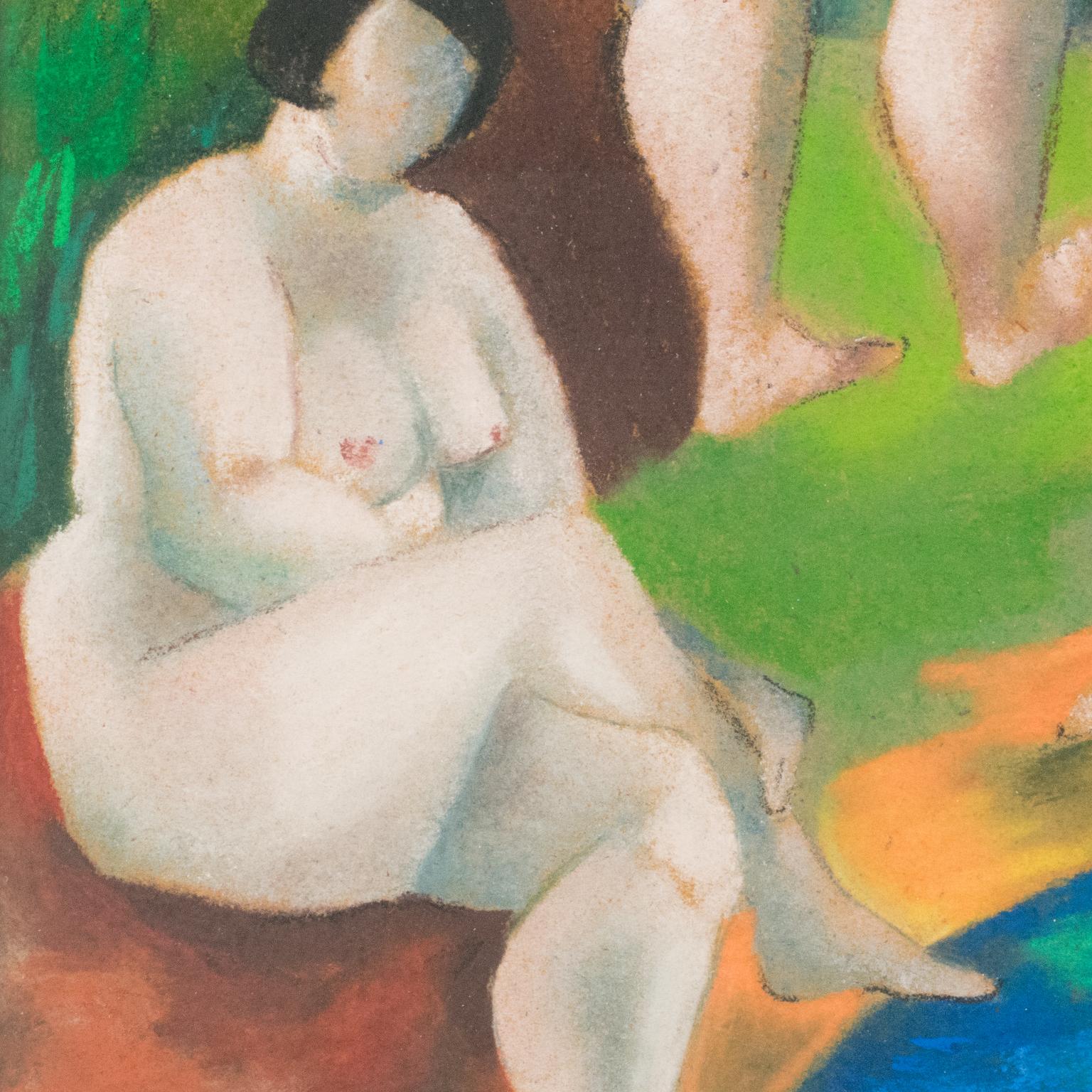 Peinture de femmes nues se baignant au pastel de Catherine Bres-Rhocanges en vente 7
