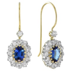Boucles d'oreilles pendantes Catherine Ceylan en or jaune 18 carats, saphirs et diamants