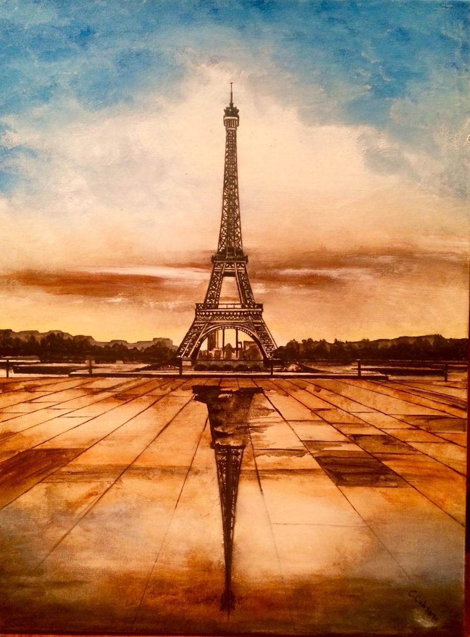 La tour historique de la Eiffel à Paris par Catherine Colosimo 50,8 x 61 cm