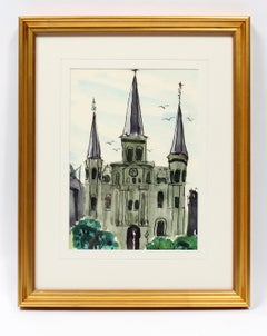 Set of 5 Paintings of New Orleans Catherine Parker Burchfield 1970 Rare Framed