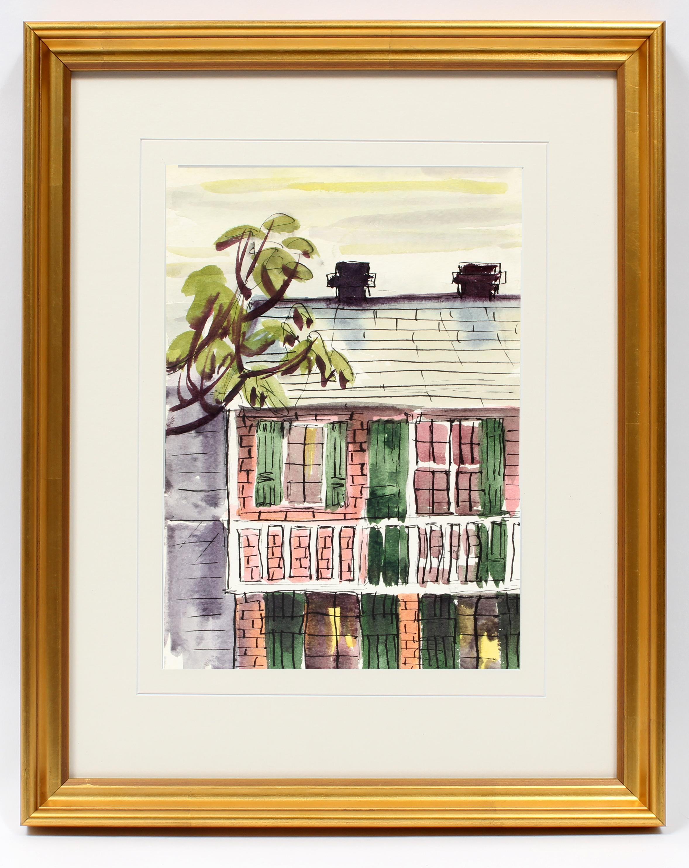 A set of original watercolor paintings by American female artist Catherine Burchfield Parker.  Each of the five works measure 14