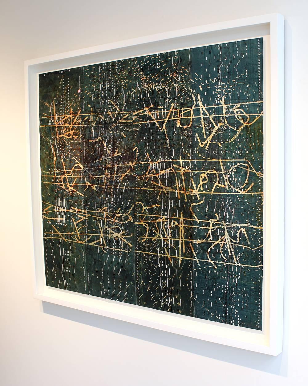 String Trio, monoprint on perforated paper - Abstract Print by Catherine Farish