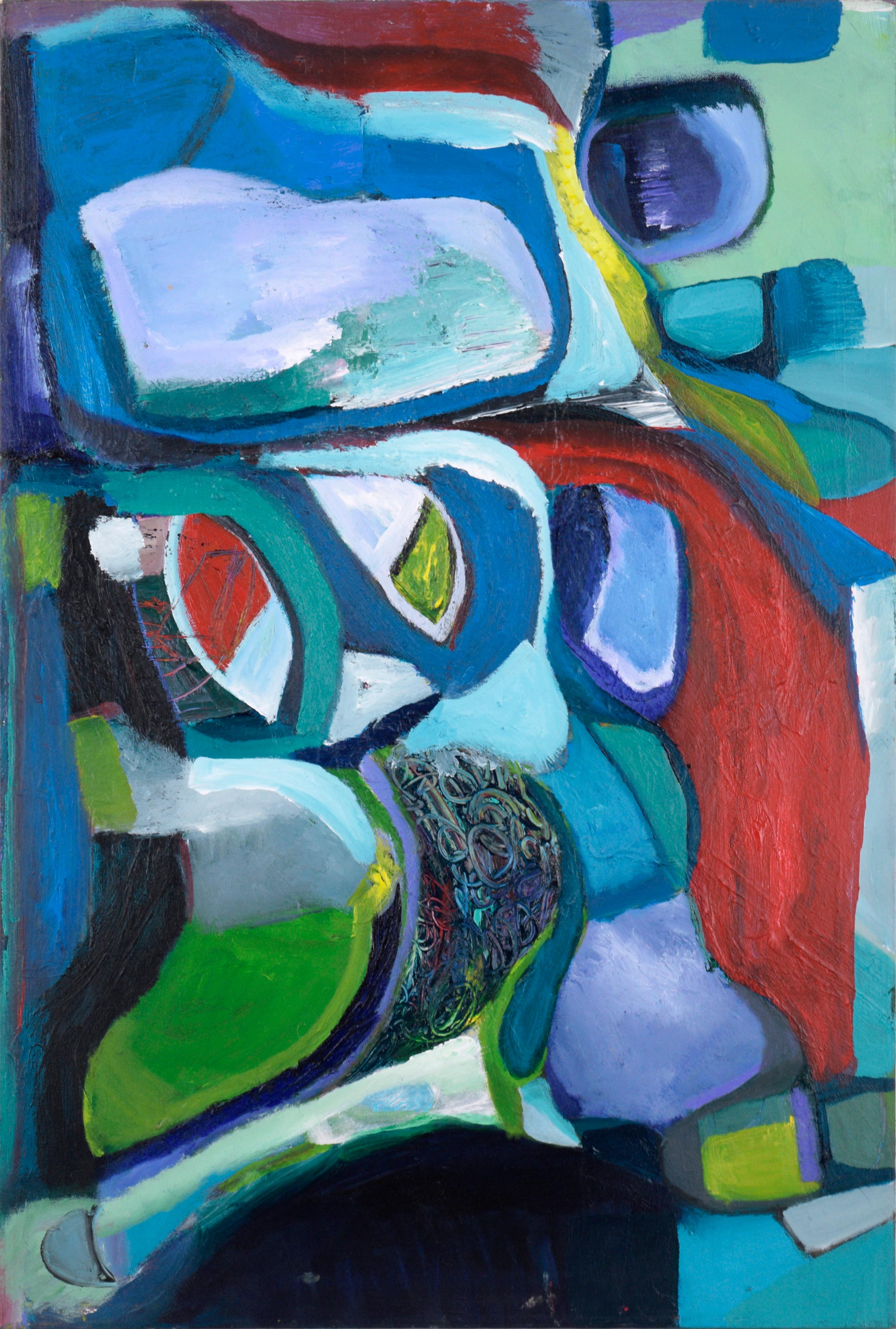 Catherine Freethy Abstract Painting - Multicolor Abstract Expressionist with Red, Blue, & Green