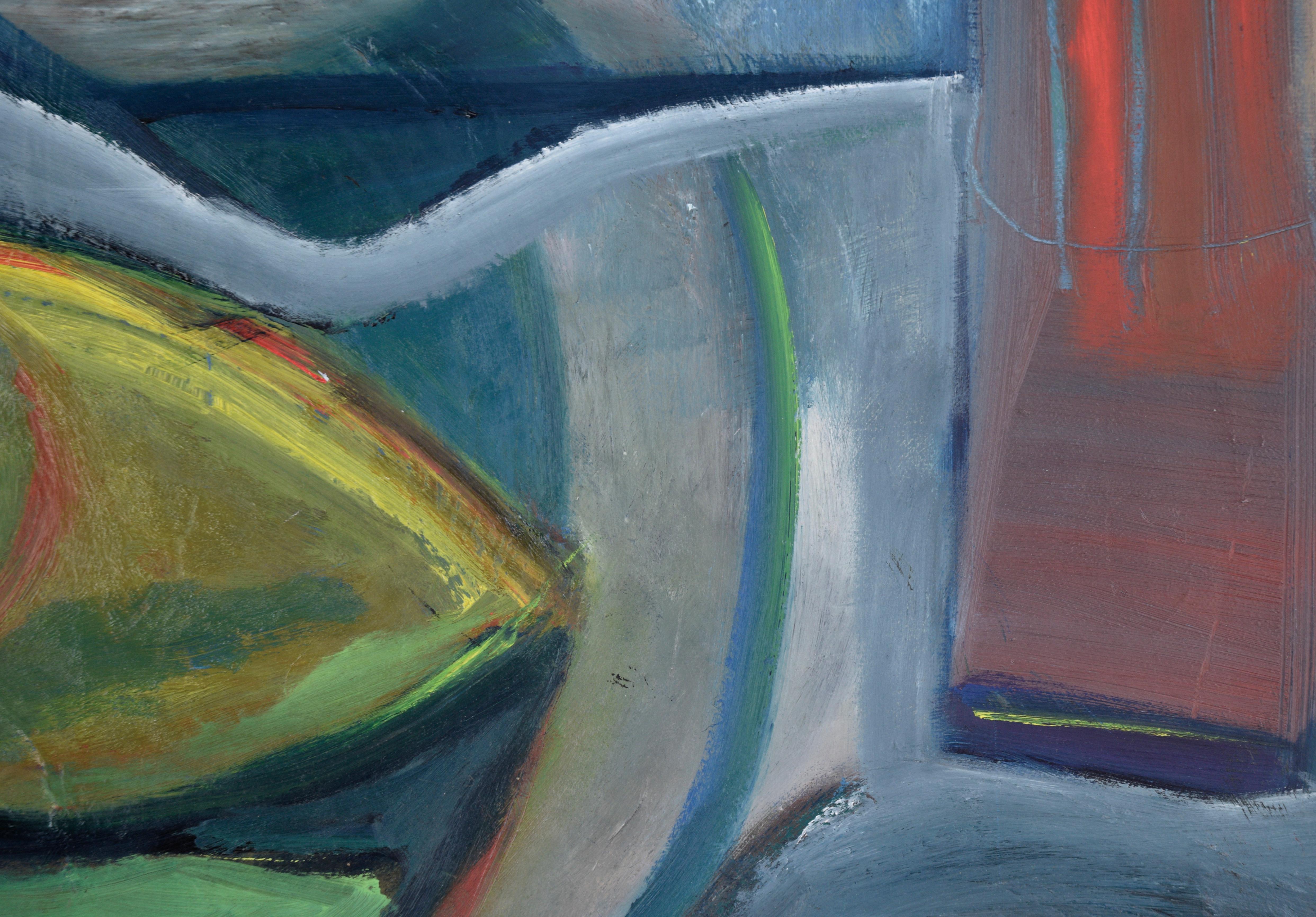 Astratto verticale con blu e verde - Painting Espressionismo astratto di Catherine Freethy