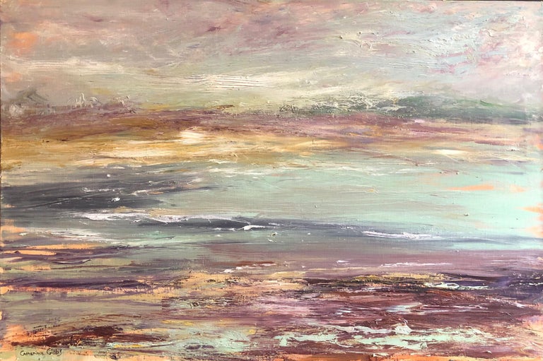 Catherine Picard-Gibbs - "Fog Rising", Oil Painting, Beach, New England, Landscape, Blues, Grays, Browns For Sale At 1Stdibs