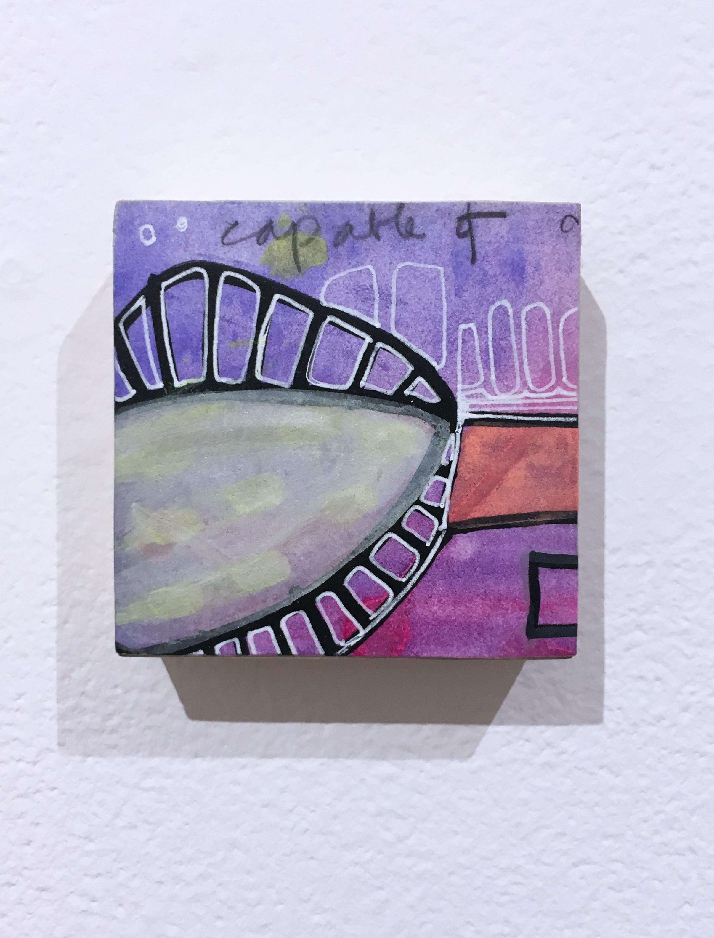 Mini Token, Acrylic, Gouache, and Graphite on Wood Panel, 2018 - Painting by Catherine Hart